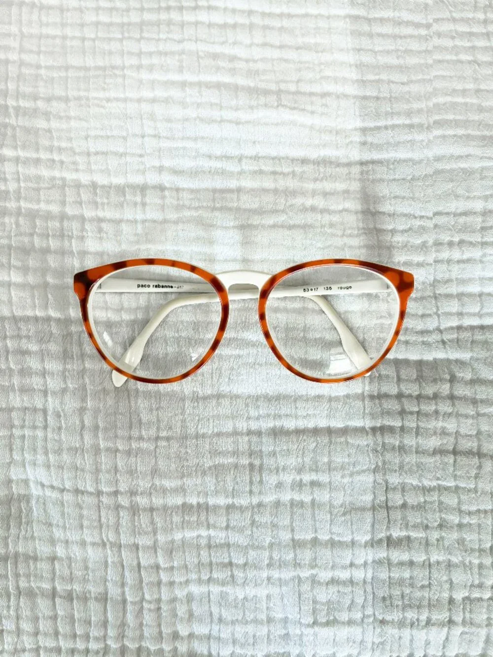 Paco Rabanne 513 Round Glasses Frames with Orange Tortoiseshell Pattern